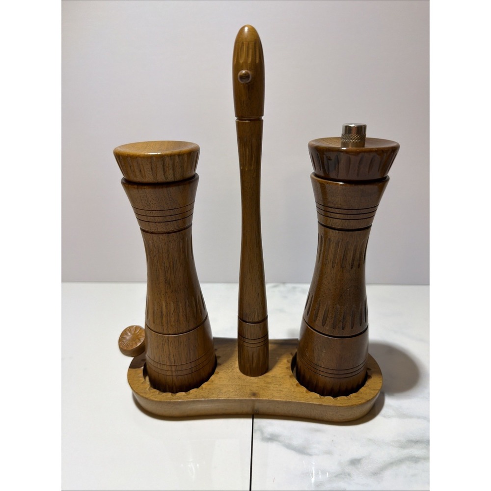 Haenlein Winterthur Vintage  Salt And Pepper Grinders With Caddy